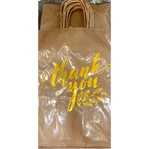 16 pc. Kraft & Gold Foil Thank You Bags 8.5 in. x 6 in. NEW